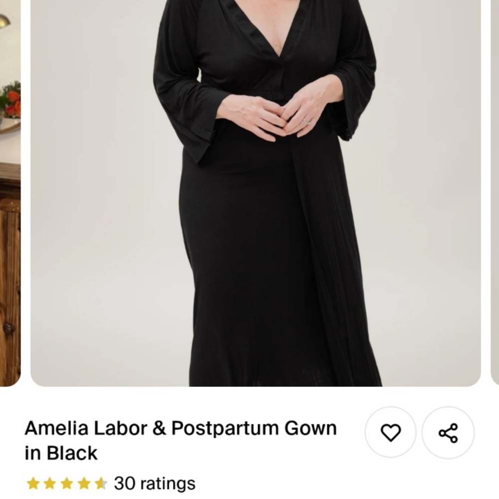 Amelia Black Labor & Postpartum Gown